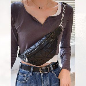 New Quilted Fanny Pack Black 147
